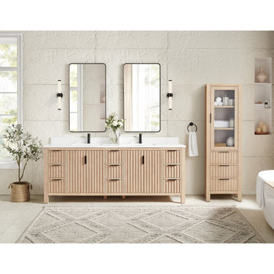 Charnley 84" Double Bath Vanity Grain Composite Stone Top