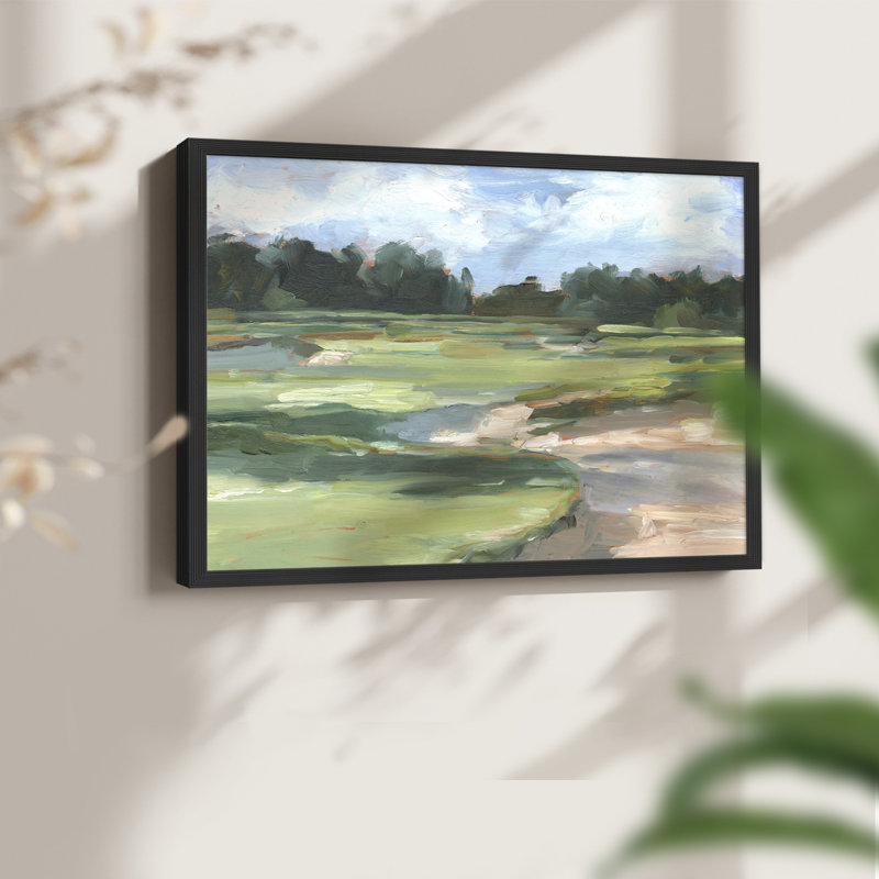 Étude de terrain de golf II - Reproduction encadrée - Restickable, H 11 po x l 14 po, Noir, noir, noir, noir