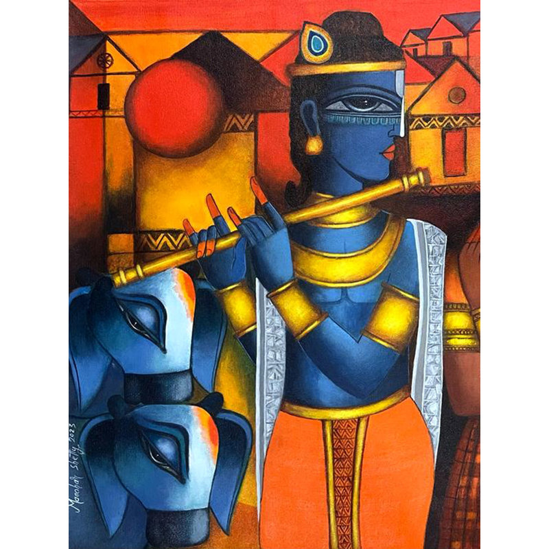 Krishna et Radha | Acrylique sur toile | Par Manohar Shetty