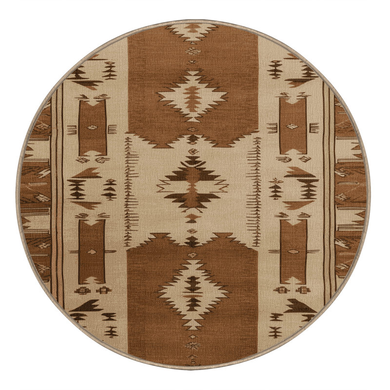 Tapis brun lavable à la machine, Rond 7 pi