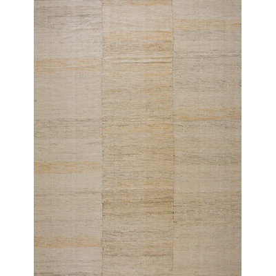 Tapis unique en laine noué à la main brun clair / gris 9 pi x 12 pi
