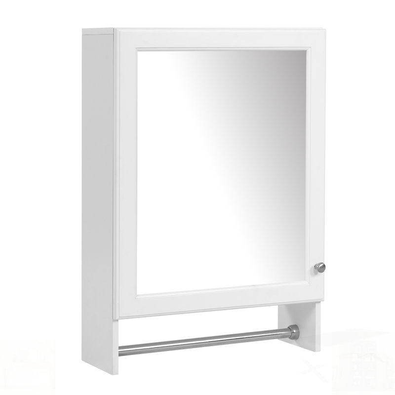 Armoire de salle de bain 3 en 1 à fixation murale avec tablette réglable, porte à fermeture en douceur et miroir haute définition pour le rangement et le meuble-lavabo