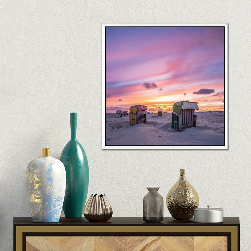 Sunset At The Beach, North Sea Coast, Germany by Jan Becke - Gallery-Wrapped Canvas Giclée on Canvas, 45.72 cm H x 45.72 cm W