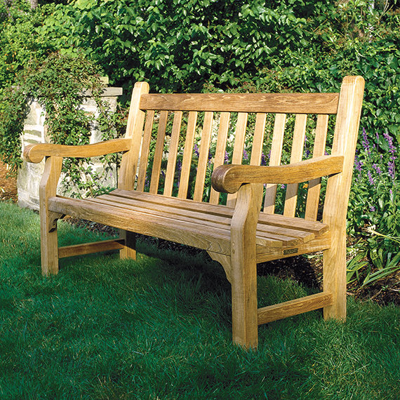 Hyde Park Outdoor Teak Bench, 38" H x 72" W x 20.5" D, Smoke