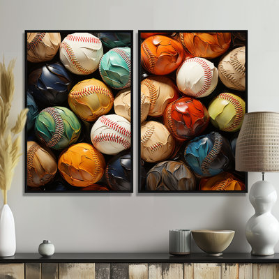Baseball Collage I - art mural multicolore 2 panneaux