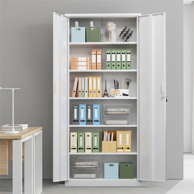 70.8'' White Steel 2-Door Tool Storage Cabinet Black