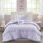 Ensemble de literie pour lit simple 3 pièces lavande avec coussin décoratif en cœur, microfibre hypoallergénique