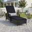 Chaise longue d'extérieur en osier de patio avec dossier ajustable avec coussin moelleux et coussin épais rembourré-421459829