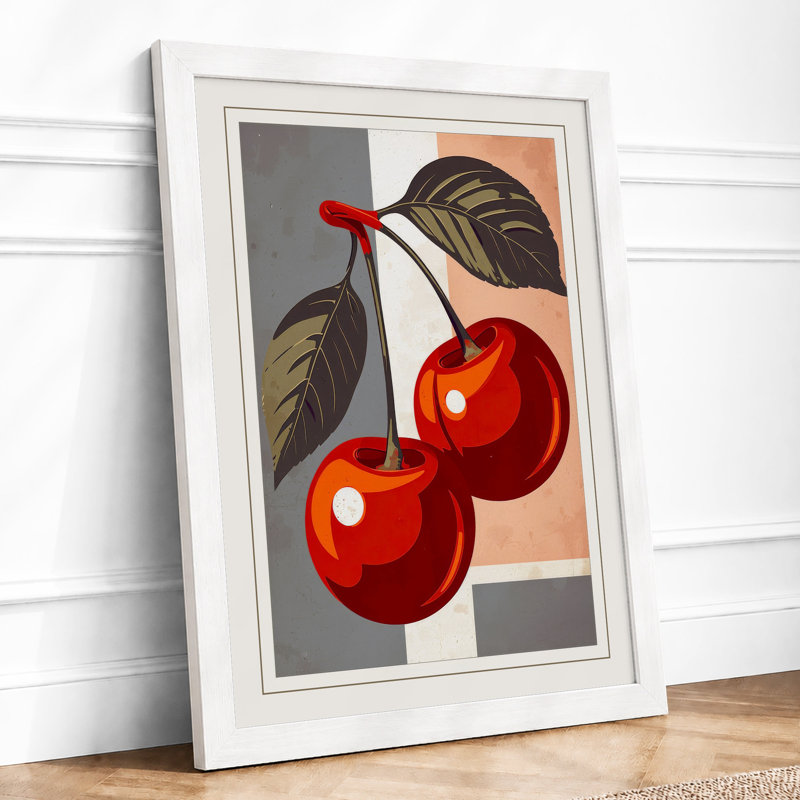 Cherries and Geometry Modern - Framed Print, A1 - 84.1 x 59.4 cm, White