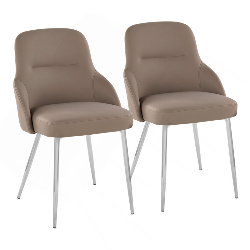 Chaise en métal chromé et similicuir - ensemble de 2, Brun