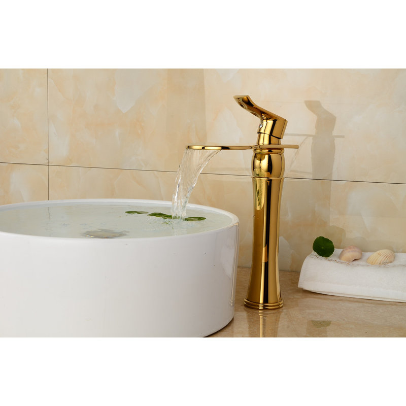 Single-Hole Single-handle Bathroom Faucet with Drain Assembly, Shing Polish Gold