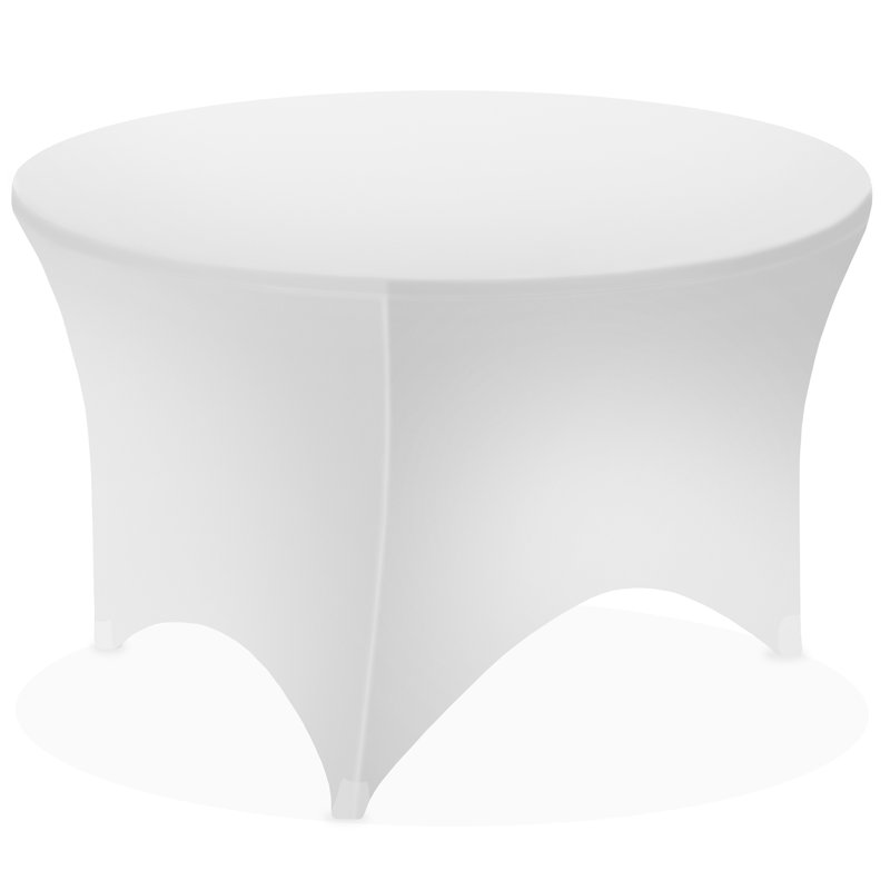 Round Spandex Tablecloth, Stretch Fitted Table Cover, White, 72" x 72"