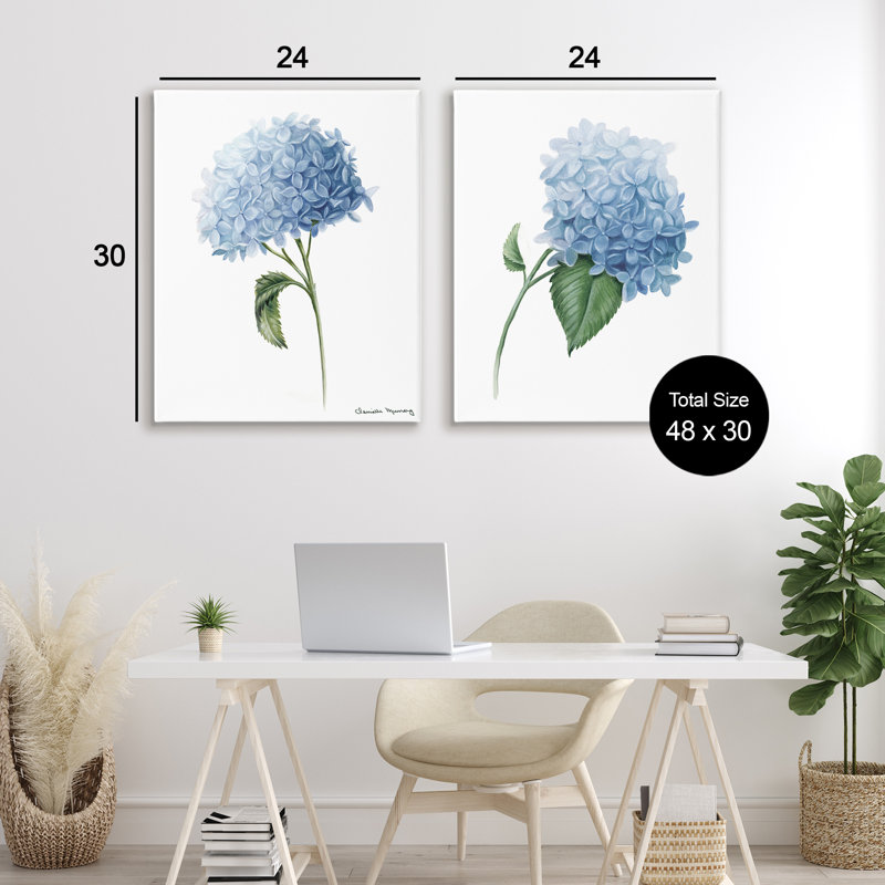«In Bloom Hydrangeas», ensemble de 2 toiles, par Danielle Murray, H 30 po x l 24 po