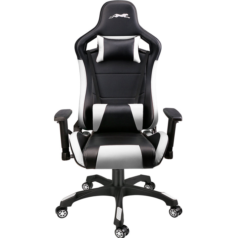 Fauteuil de jeu et de course inclinable, ergonomique et inclinable en similicuir Inbox, Noir / blanc