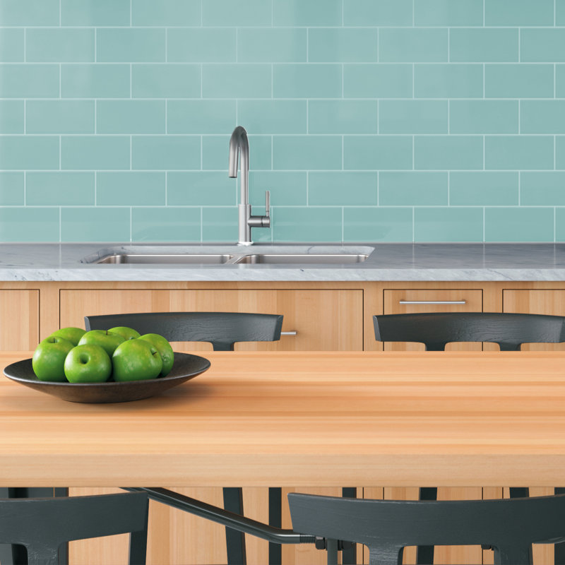 Curvaceous 3" x 6" Ceramic Wall Tile, Turquoise
