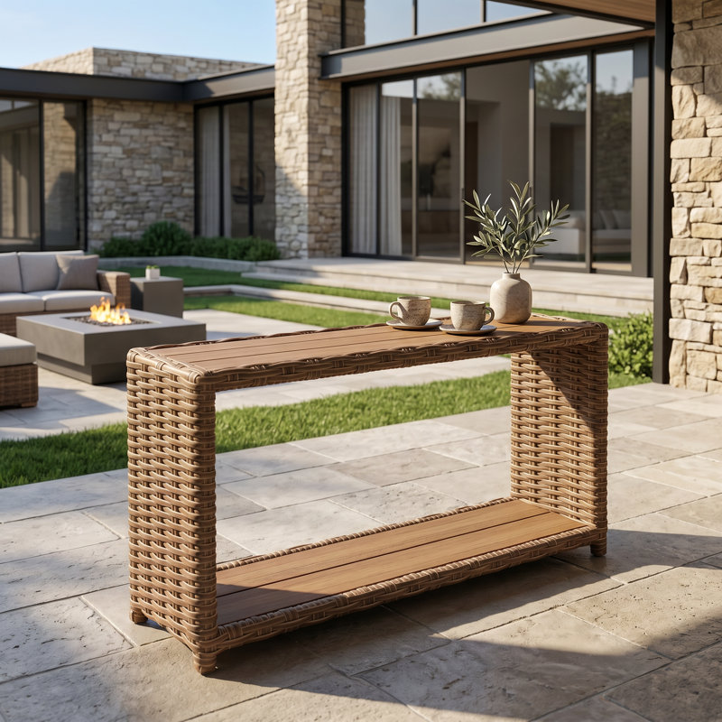 Windsor Rectangular Outdoor Side Table, 10.6" In. W 36.2" In. D