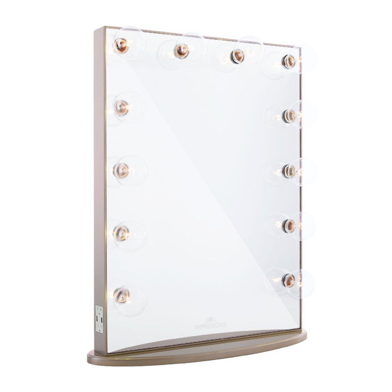 Hollywood Glow Vanity Mirror with 10 Clear LED Bulbs Vanity Dressing Mirror Base and Power Outlet, 26.5 H x 19.5 W
