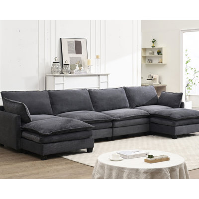 Rembourré 4 avec 2 - Matériau et usure en velours - Ressort ensaché en tissu pour une vie confortable