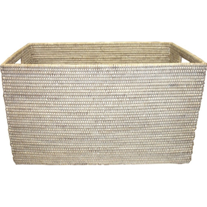 Rectangular Laundry Basket, White Wash