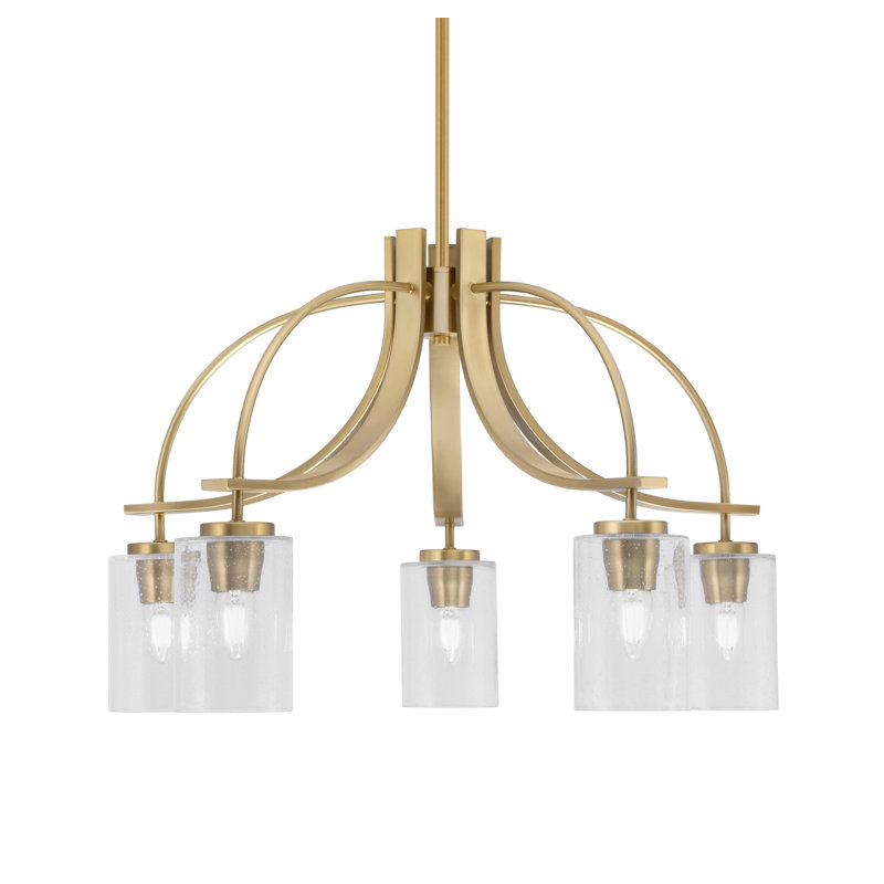 Lustre Cavella, H 16,5 po x l 25 po x P 25 po, Laiton New Age, 5
