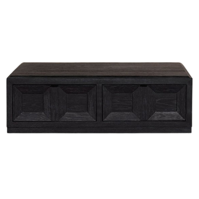 Table basse Kizie, tiroirs, roulettes, 54 po, Noir