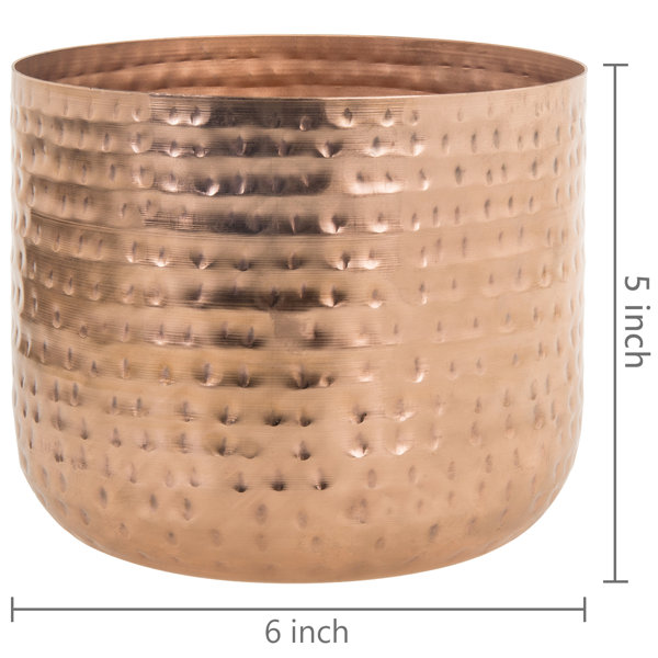 6 Inch Succulent Planter, Copper Tone Metal Plant Pot with