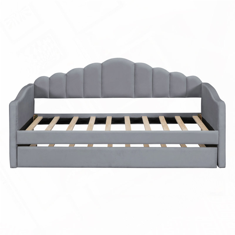 Twin Size Upholstered Daybed With Trundle, Pockets And Usb Ports, Gray
