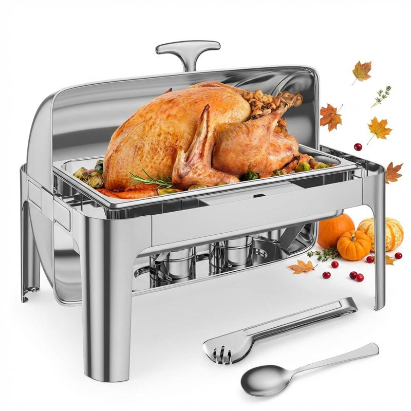 Ensemble de buffet à vaisselle 9QT, serveur à roulettes en acier inoxydable, chauffe-plats pour la restauration