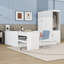 Lit double avec bureau intégré et tablettes de rangement, tiroirs-742164873