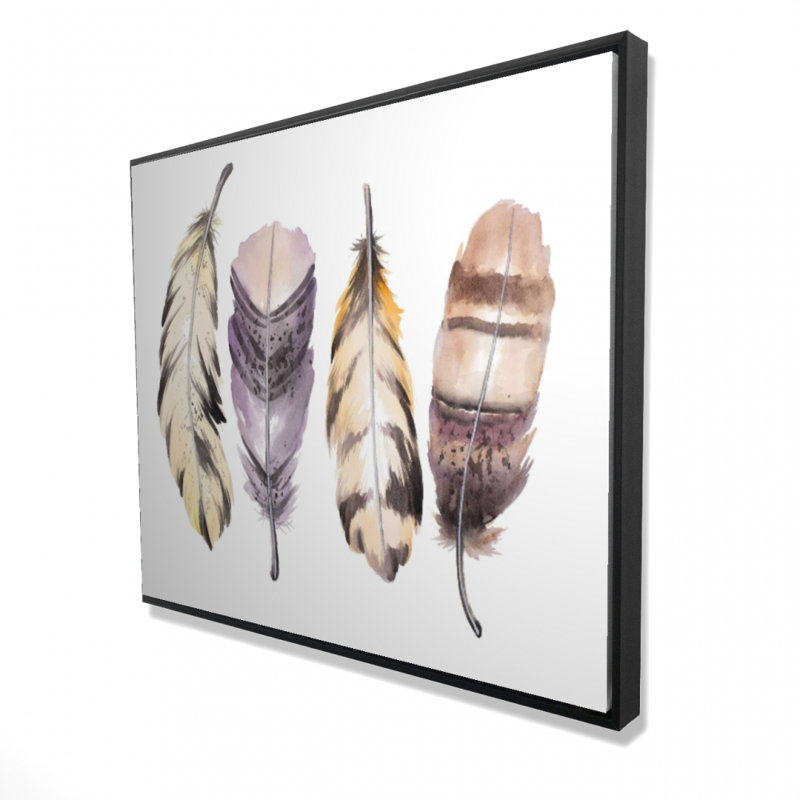 Striped Feather Set Print On Canvas