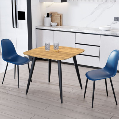 Aspen 3-Piece Dining Set - Compact Square Table & 2 Curved Plastic Chairs