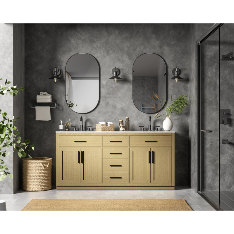 Meuble-lavabo double 72 po Ahner, Brun miel