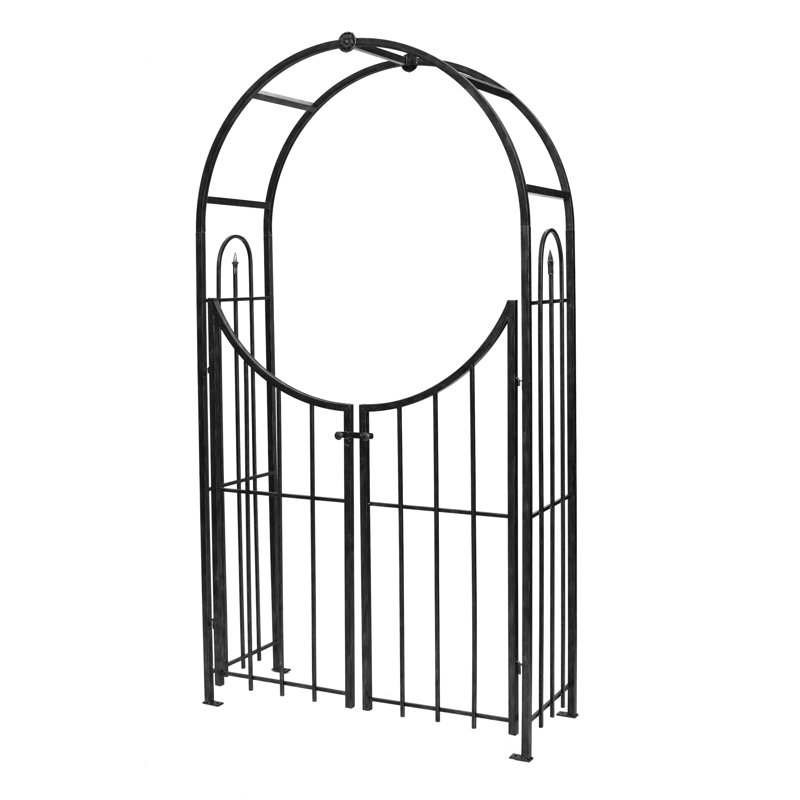 17.27cm W x 17.27cm D Steel Arbour with Gate, Black