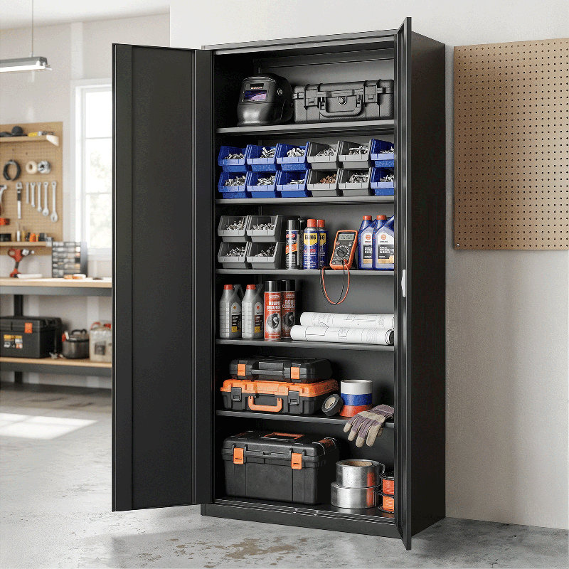 Armoires de rangement en métal avec serrure, Noir, H 71 po x l 31,5 po x P 15,75 po