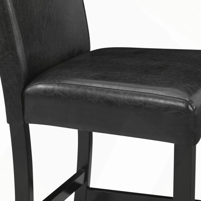 Ensemble de salle à manger à hauteur de comptoir 5 pièces, table carrée en faux marbre blanc, similicuir, chaises rembourrées et pieds en bois