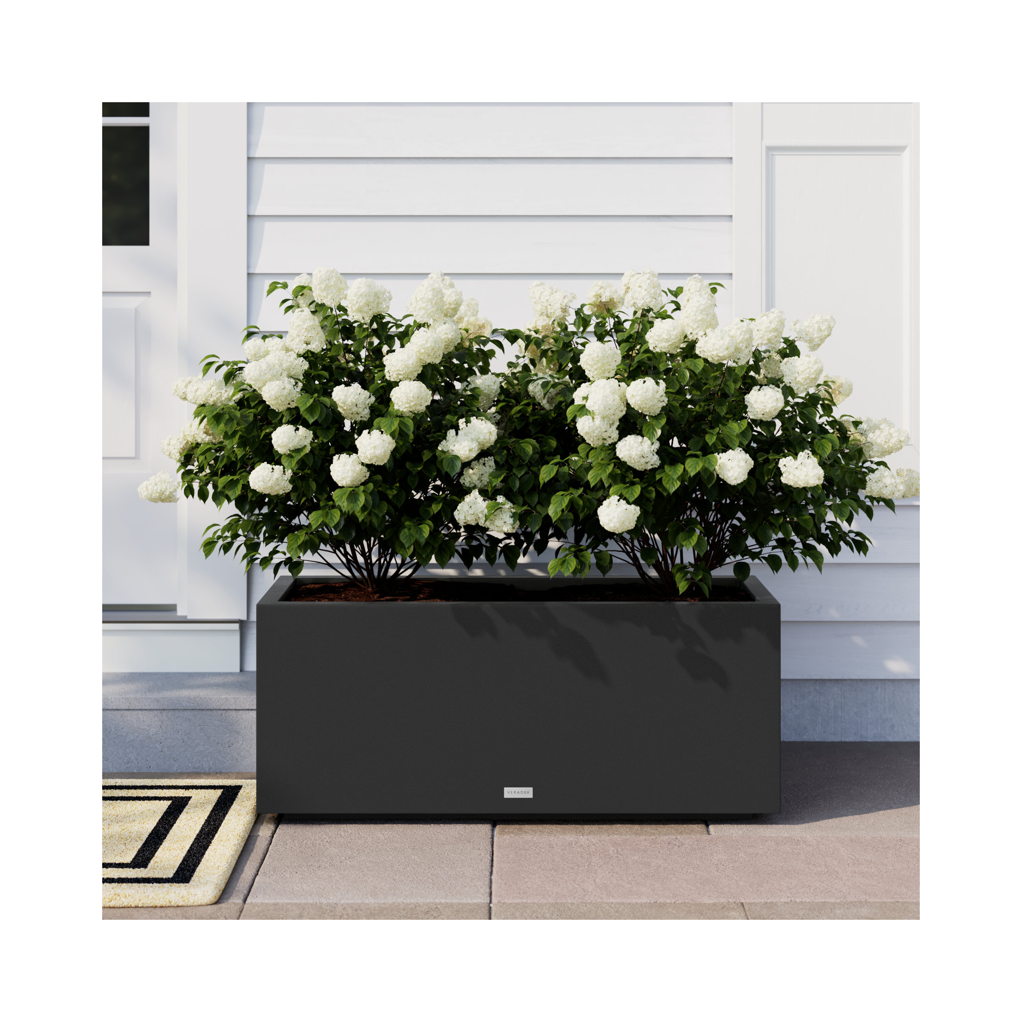 Block Series Long Box Planter, Black, 16” H x 38” W x 15” D
