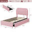 Structure de lit simple TG avec tête de rangement, base de lit pour fille avec 2 tiroirs, lit plateforme tapissier avec bibliothèque Boucle, aucun sommier nécessaire, assemblage facile, rose-1235146120-1235146121