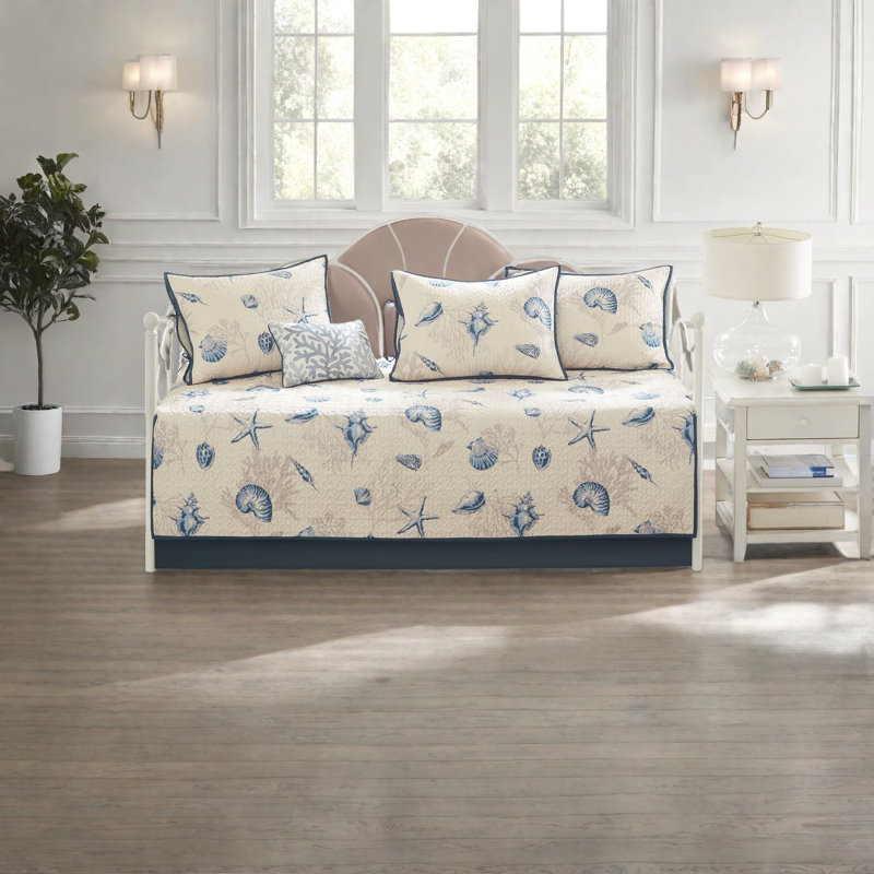 Reversible Coastal Bedding Set, Microfiber Daybed Cover, Blue, Machine Washable