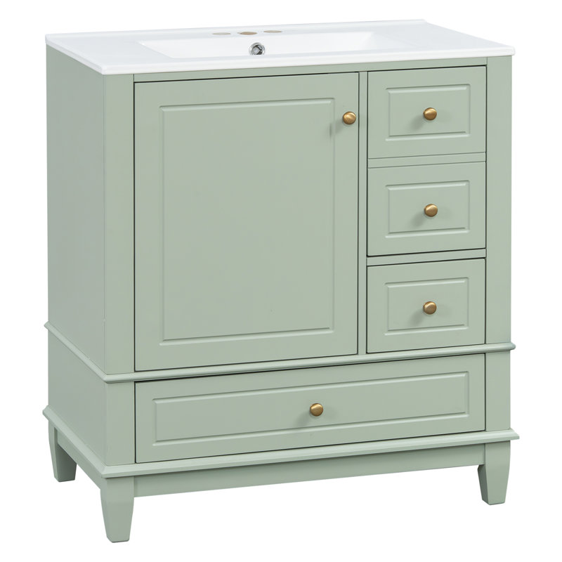 Meuble-lavabo de salle de bain avec lavabo, Vert clair