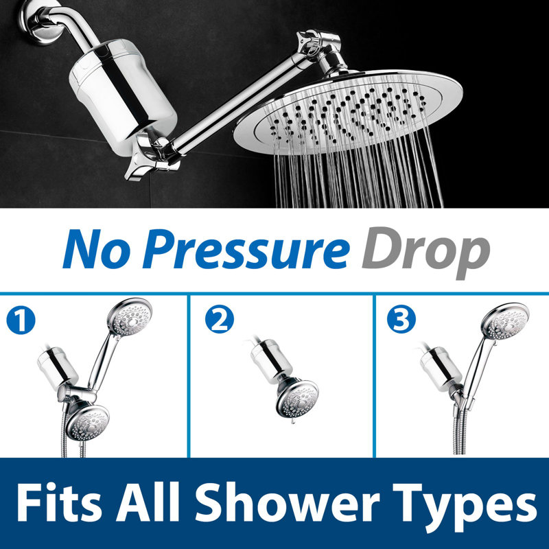 iSpring SF1S 15-Stage High Output Universal Shower Filter with Replaceable Cartridge Remove Chlorine, Sediment, and More, Chrome