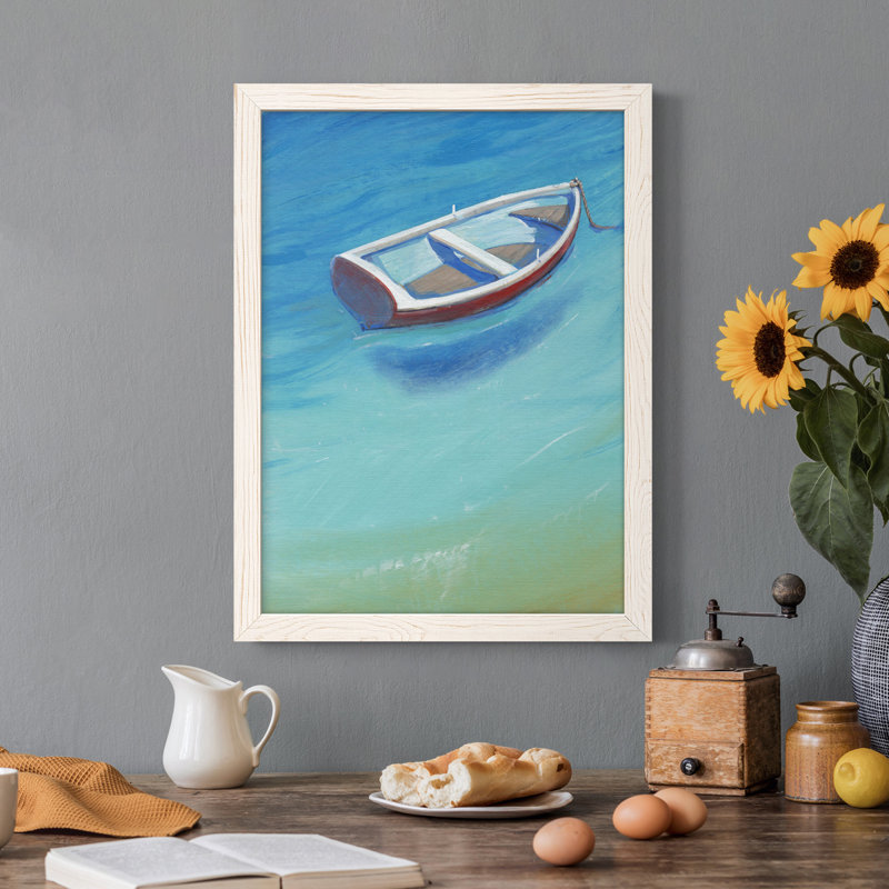 Toile encadrée de qualité supérieure Anchored Dingy II - prête à être accrochée, Cadre blanc, H 20 po x l 24 po x P 1 po