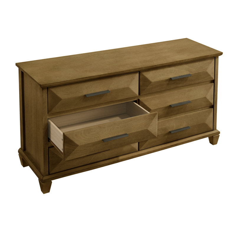Commode 6 tiroirs Weslyn, Chêne antique
