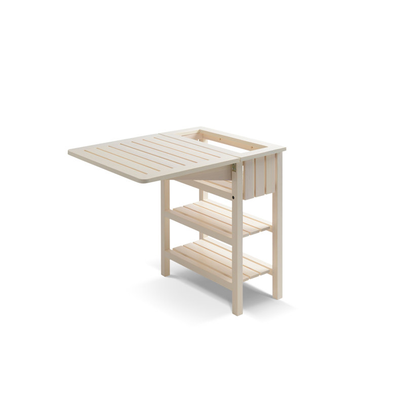 Rectangular Ash Folding Outdoor Side Table , 63cm cm W 31cm cm D, White