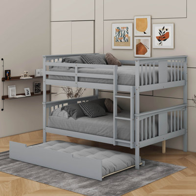 Full Over Full Bunk Bed With Twin Trundle And Ladder