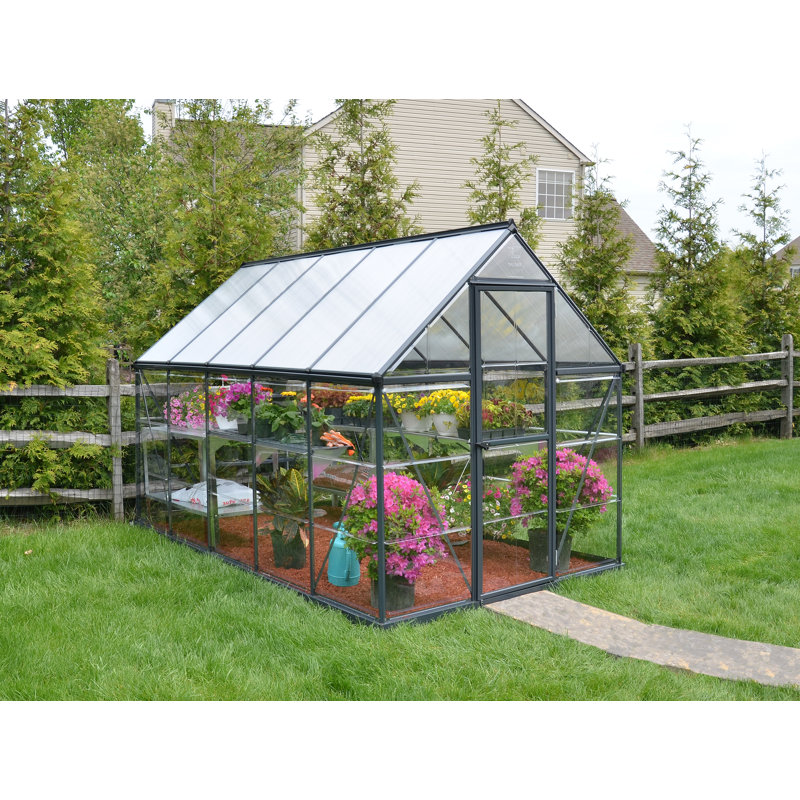 Palram - Ensemble de serre en aluminium en polycarbonate Canopia, H 82 po x l 73 po x P 120 po, Noir