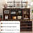Farmhouse TV Stand For 60 Inch TV, Wood Entertainment Center With Adjustable Shelves & Glass Door Storage Cabinet,Television Stands For 65" TVS,TV Console Table For Living Room,Bedroom-1522470343