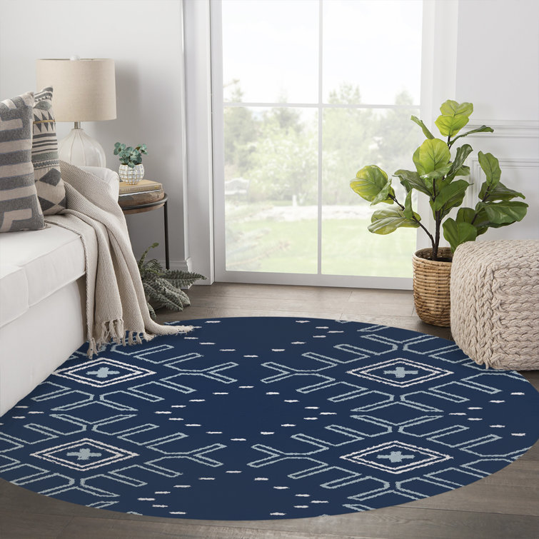 Geometric Machine Woven Cotton/Polyester Area Rug in Blue Foundry Select Rug Size: Rectangle 6'5 x 9'5