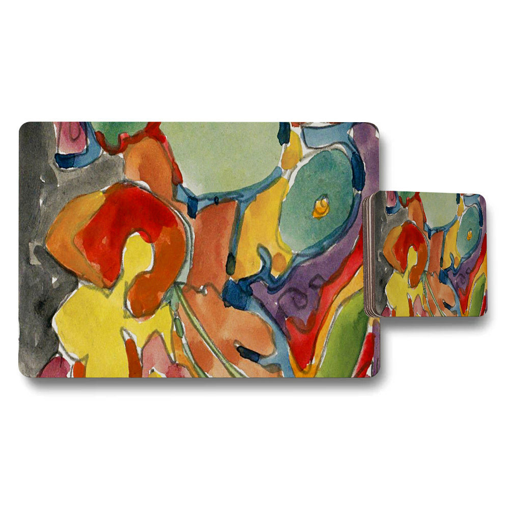Abstract Colorful Placemat And Coaster Set Artwork Print