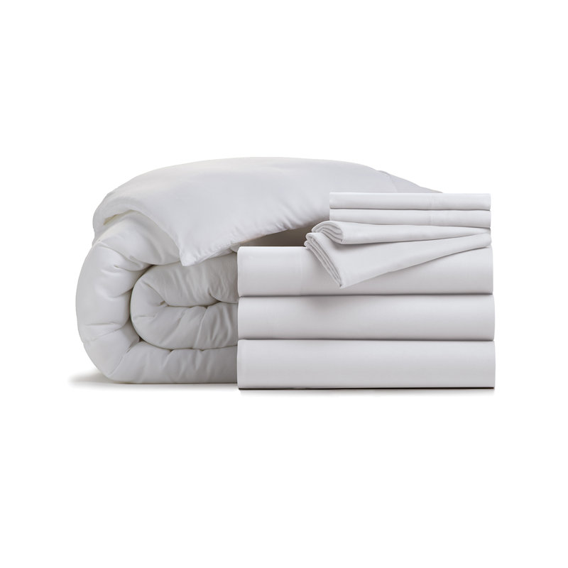 Ensemble d'édredon en microfibre 7 pièces Home, Édredon de grande taille et 6 pièces supplément, Blanc