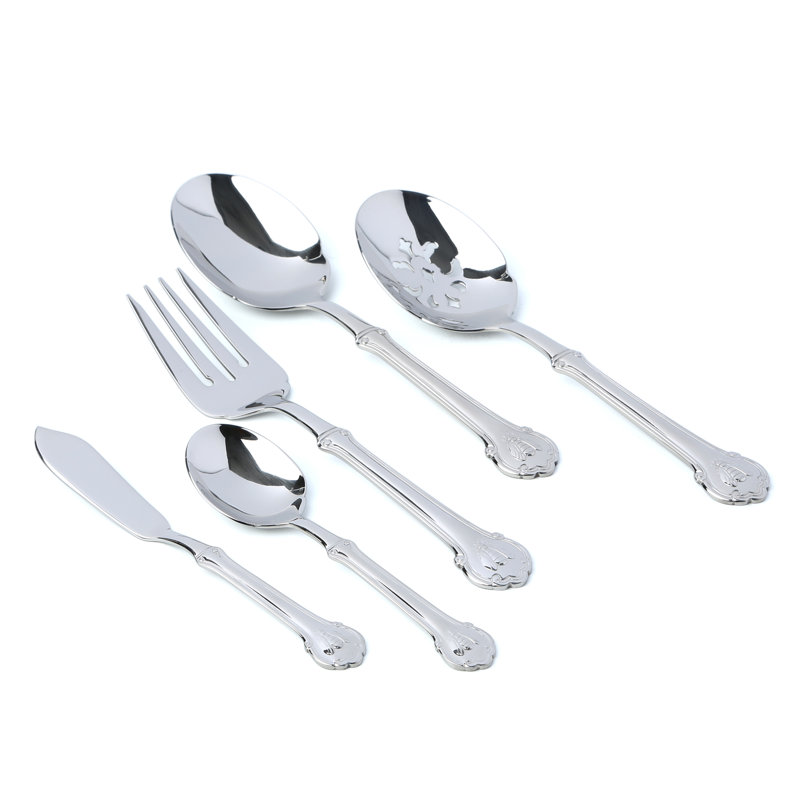 Wallace Napoleon Bee 45-Piece 18/10 Stainless Steel Flatware Set, Service for 8, Silver 